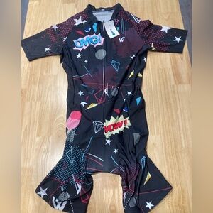 Graphic Cycling Triathlon Suit with Comic Print